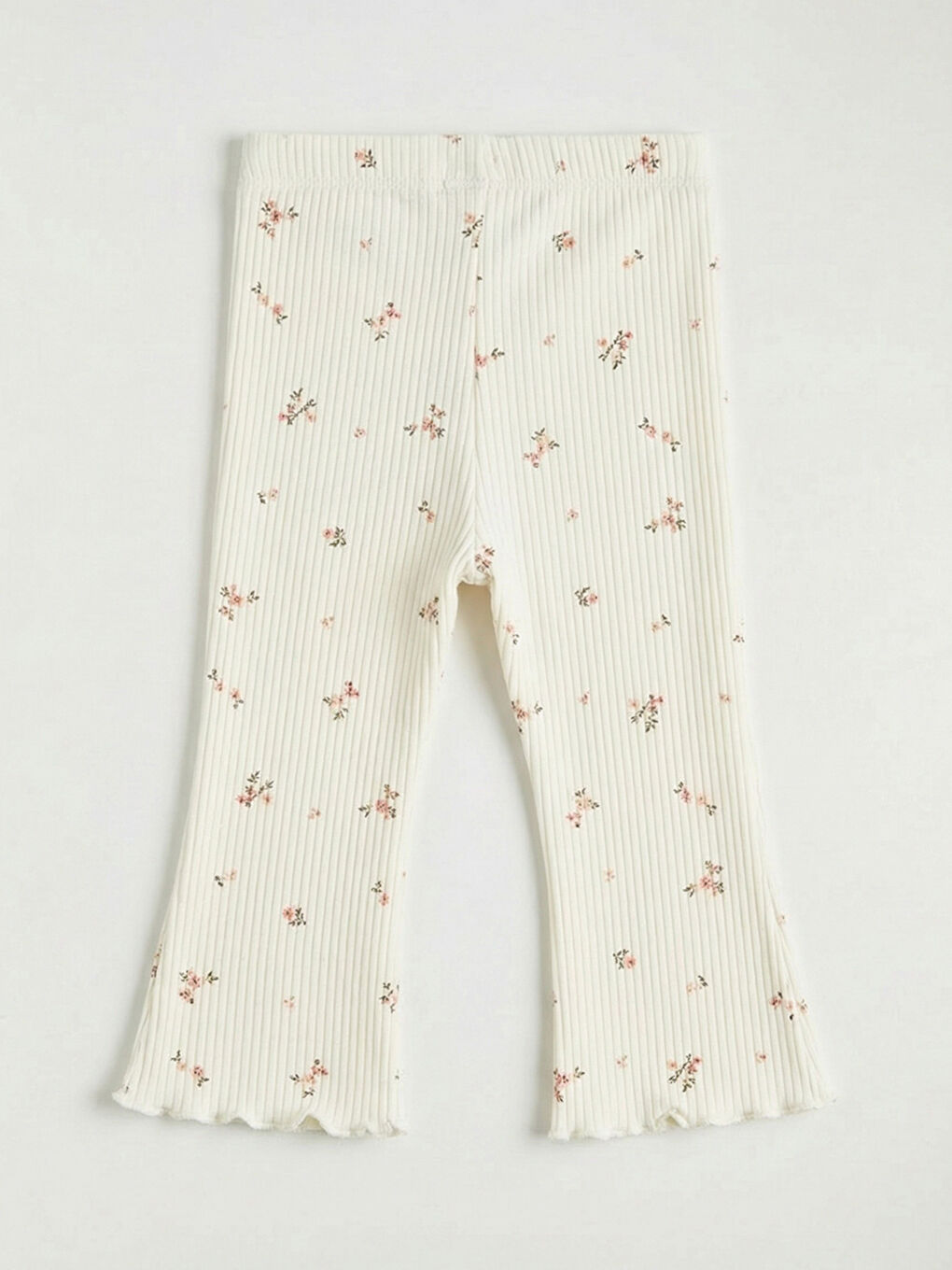 Ekru Çiçekli İspanyol Paça Kız Bebek Tayt-1