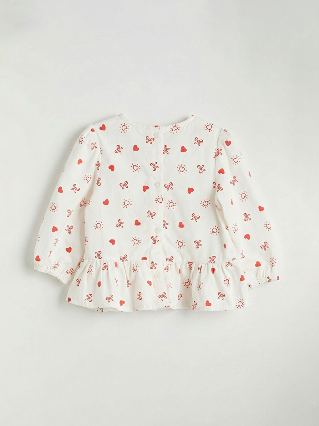 Ekru Kız Bebek Desenli Bluz ve Jean Pantolon-2