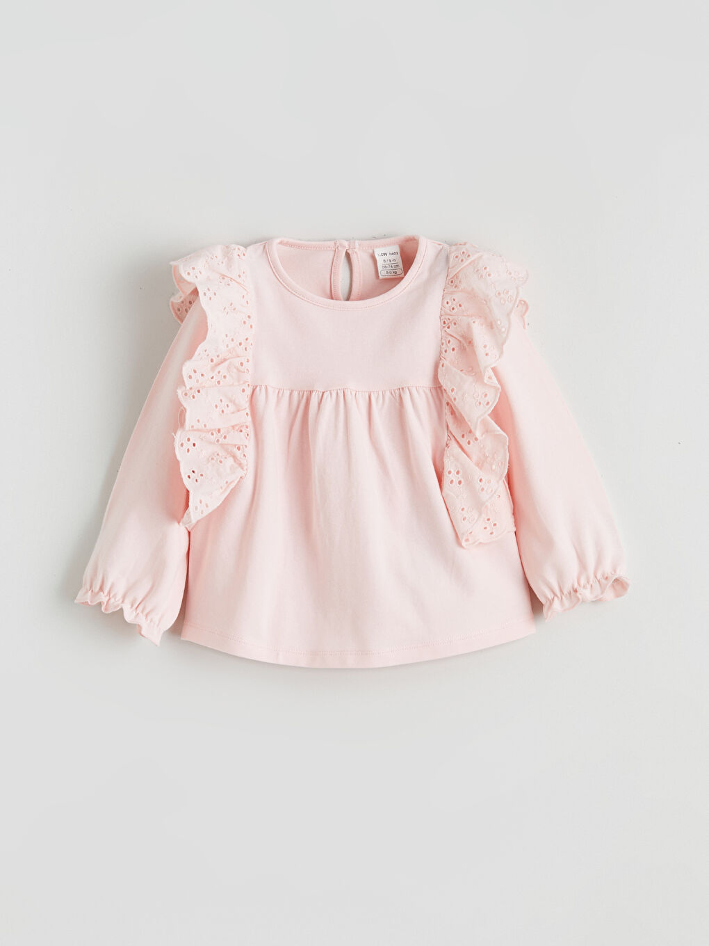 Pembe Brode Detaylı Penye Kız Bebek Takım-1