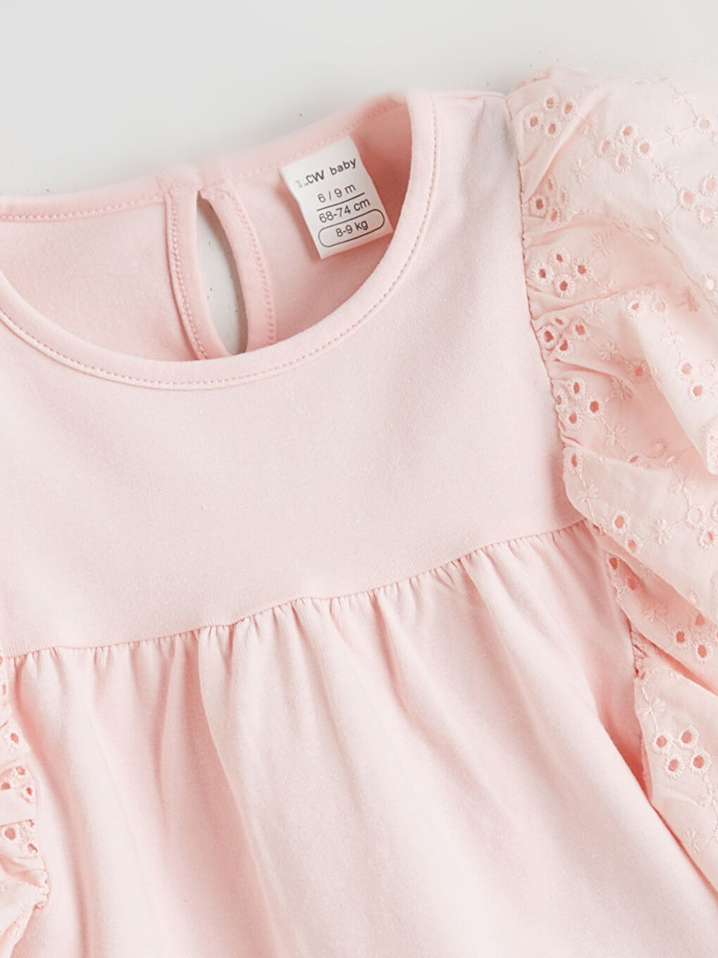 Pembe Brode Detaylı Penye Kız Bebek Takım-2