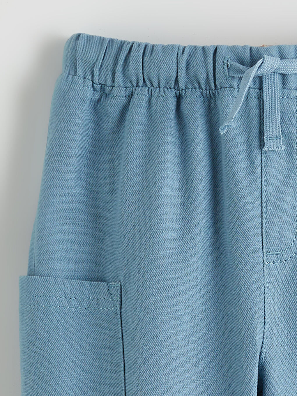 Mavi Beli Lastikli Keten Karışımlı Erkek Çocuk Pantolon-1