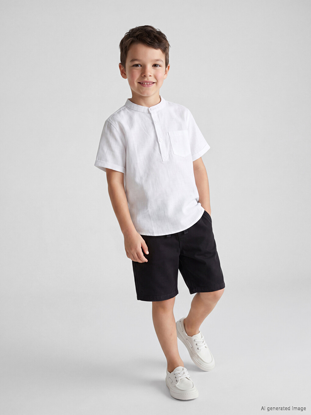 Elastic Waist Boys' Gabardine Shorts