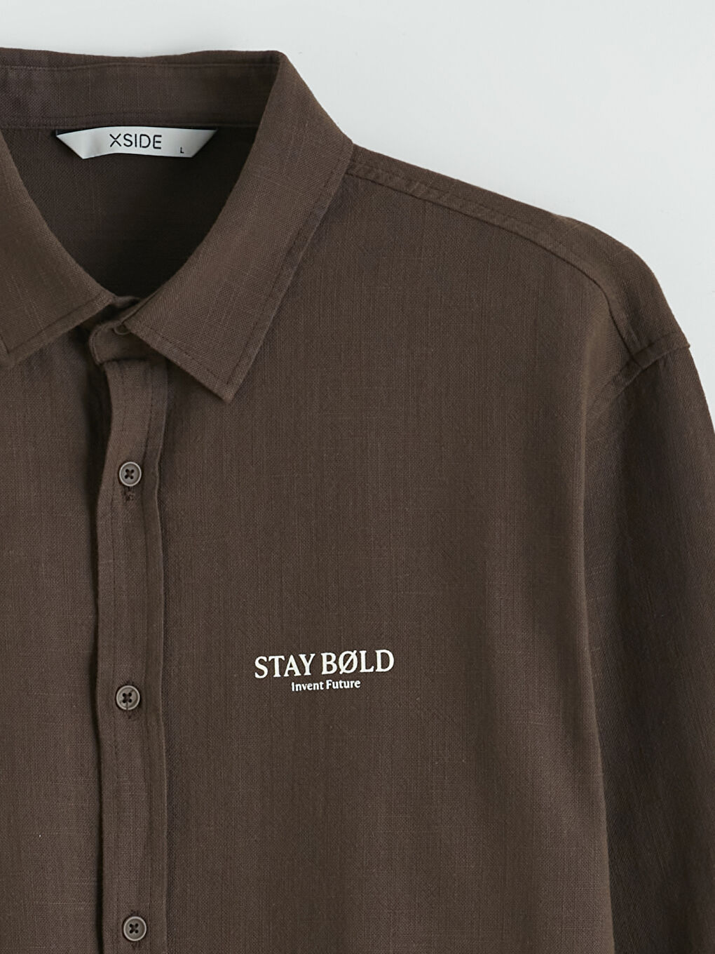 Kahverengi Loose Fit Nakışlı Erkek Gömlek-6