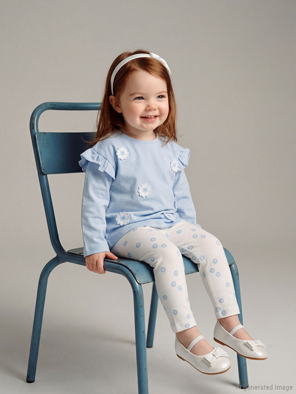 Floral Embroidered Baby Girl Blouse and Leggings.