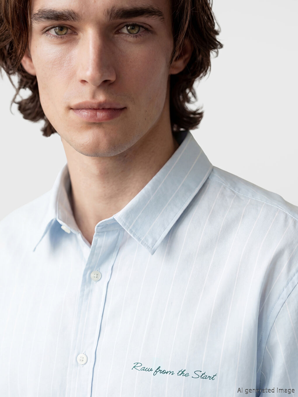 Mavi Rahat Kalıp Çizgili Erkek Gömlek-4