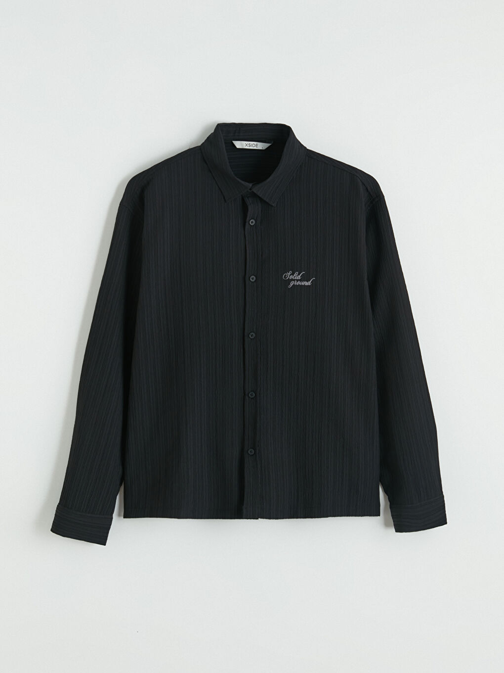 Siyah Loose Fit Nakışlı Erkek Gömlek