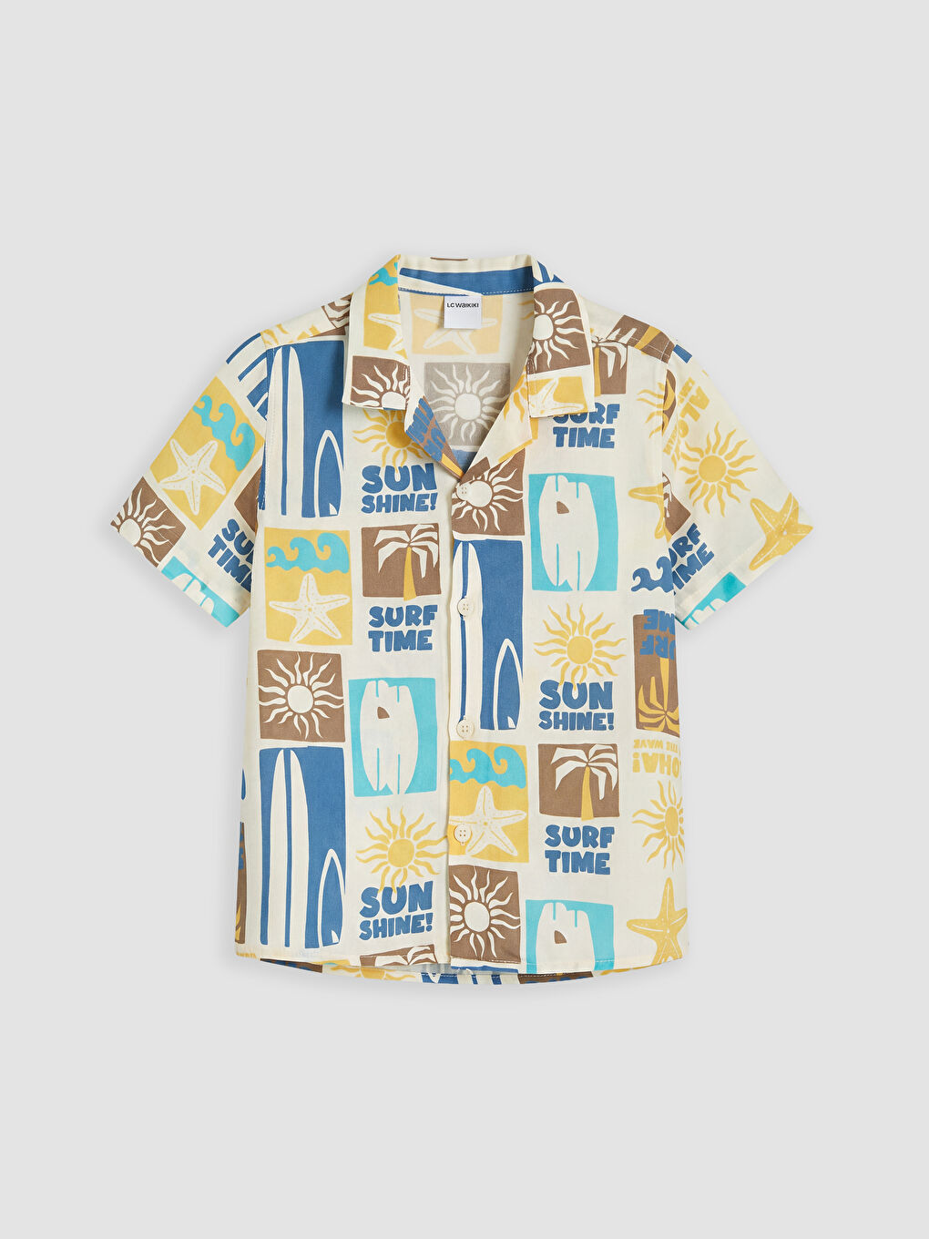 Bej Desenli Erkek Çocuk Gömlek