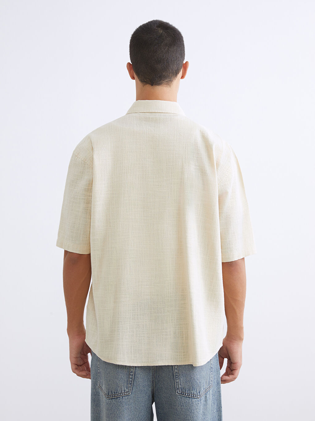 Relaxed Fit Linen-Look Men's Shirt-3