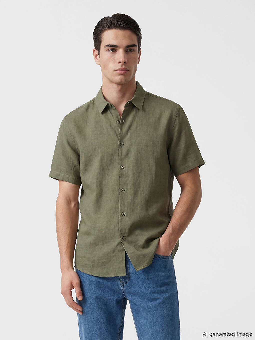 Relaxed Fit Linen-Look Men's Shirt