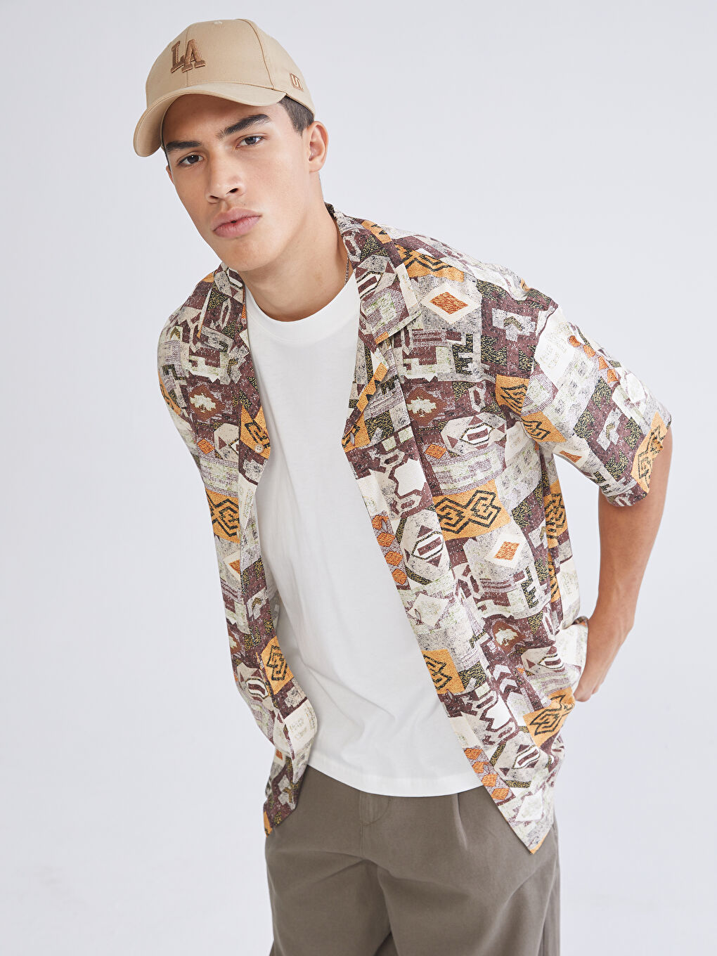 Regular Fit Patterned Viscose Men's Shirt