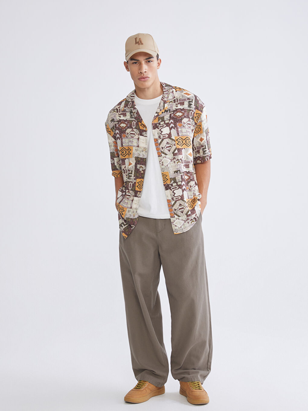 Regular Fit Patterned Viscose Men's Shirt-1