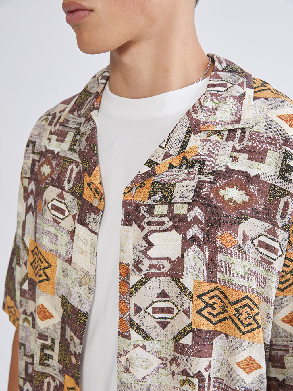 Regular Fit Patterned Viscose Men's Shirt-2