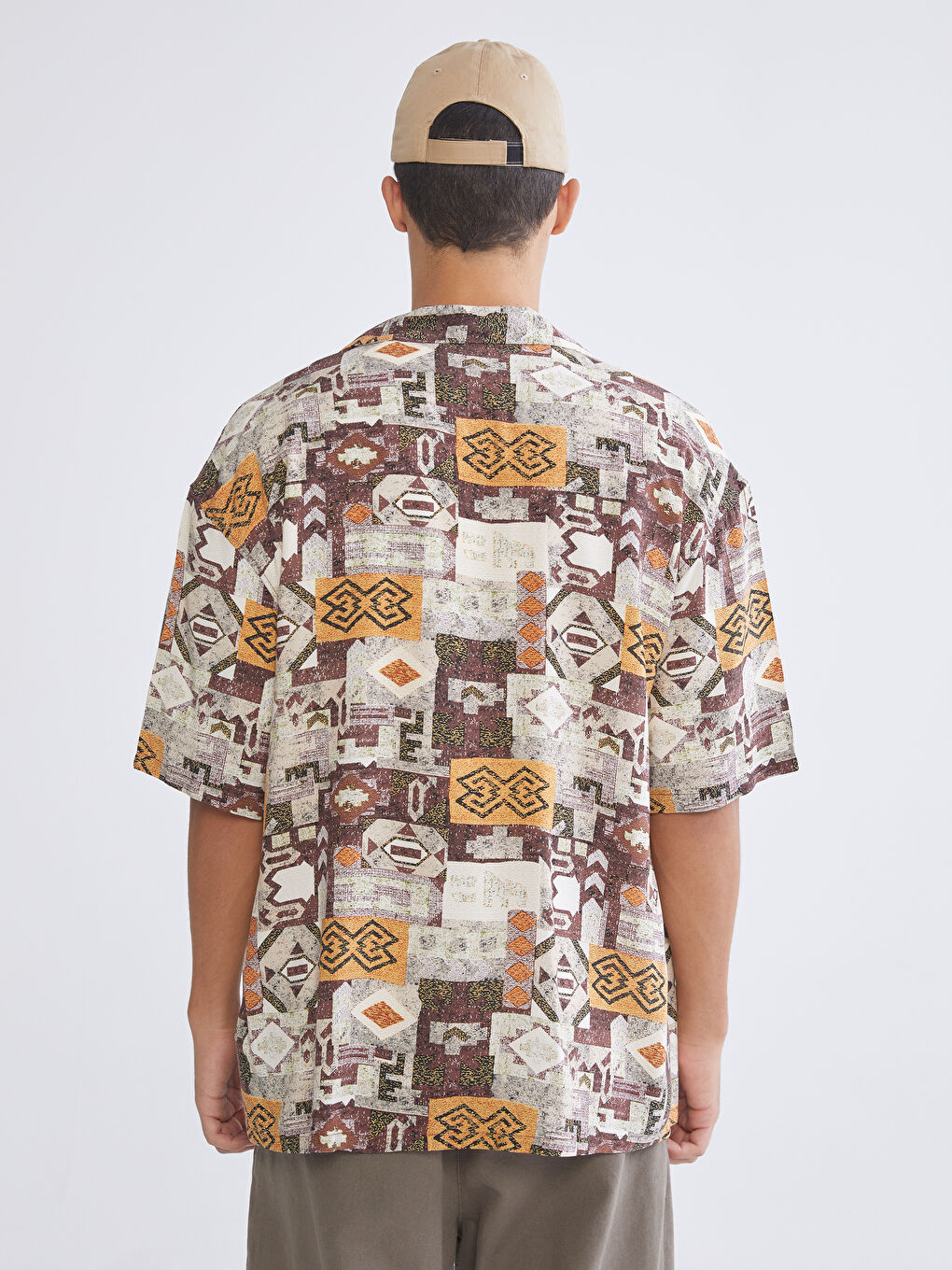 Regular Fit Patterned Viscose Men's Shirt-3