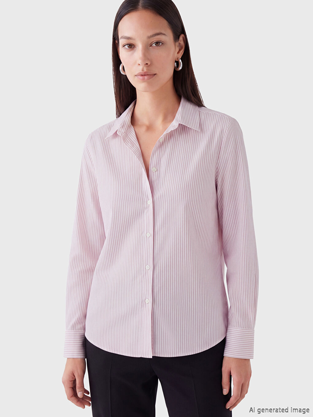 Полосатая поплиновая женская рубашка