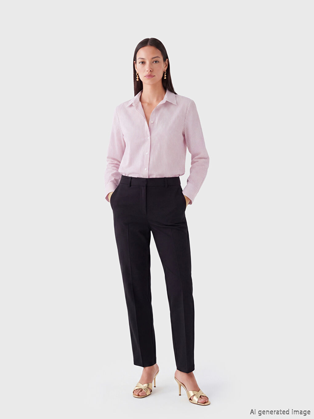 Полосатая поплиновая женская рубашка-1