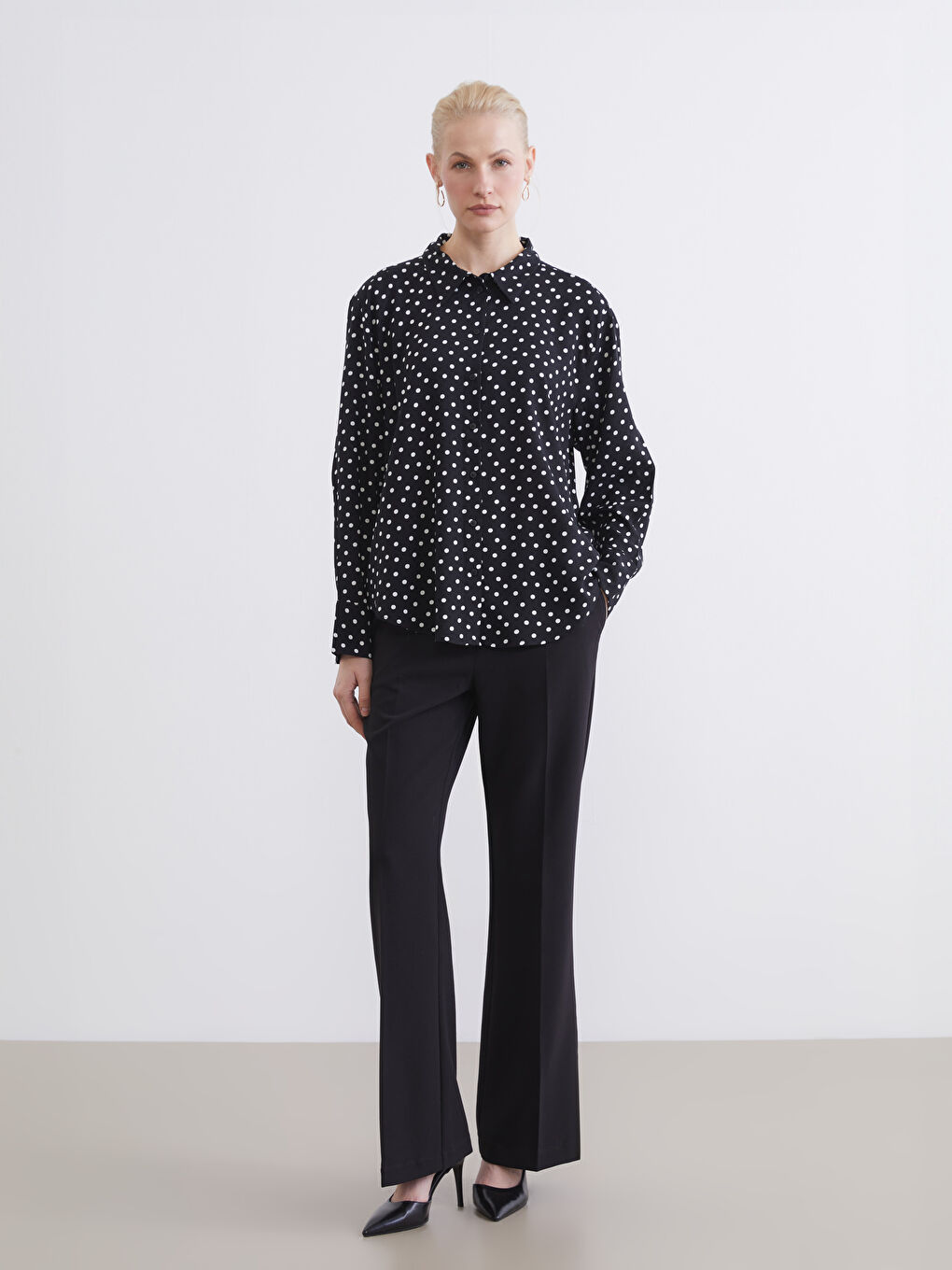 Polka Dot Oversized Women's Shirt-1