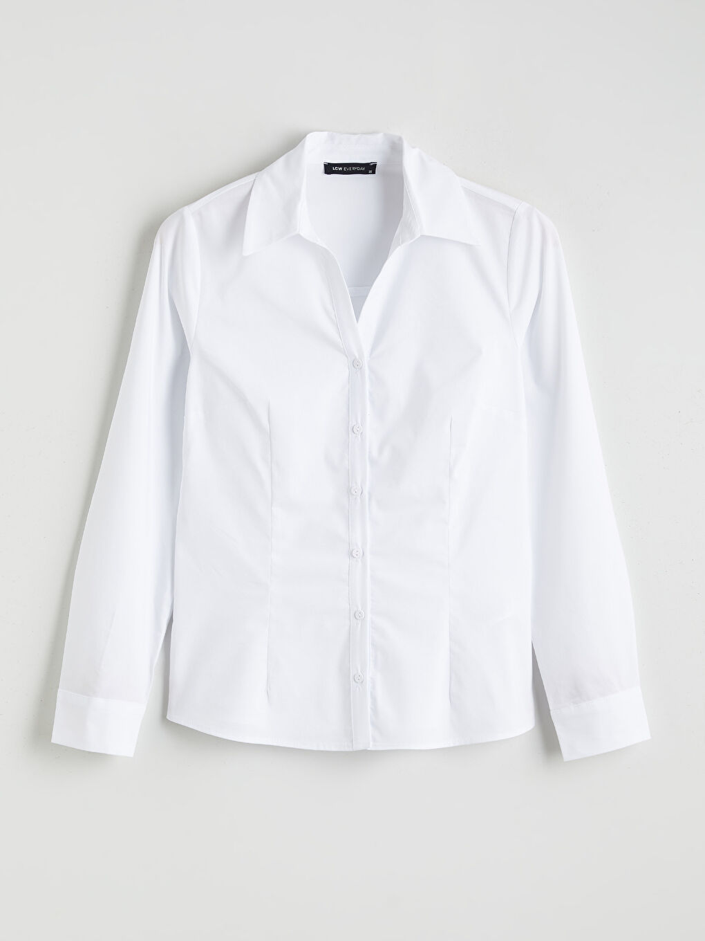 Beyaz Regular Fit Poplin Kadın Gömlek-4