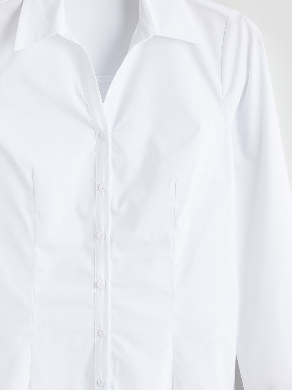 Beyaz Regular Fit Poplin Kadın Gömlek-5