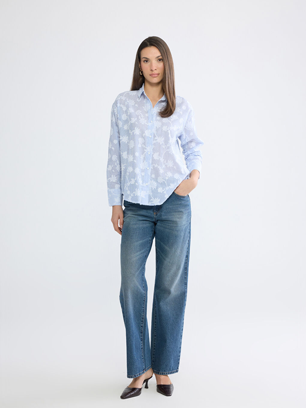 Women's Shirt with Floral Embroidery-1