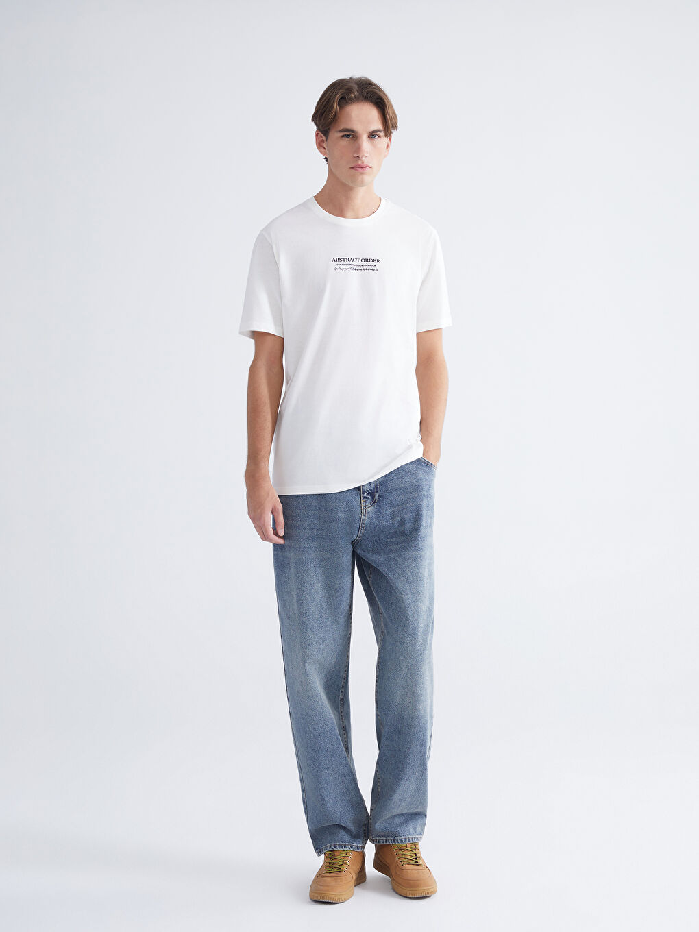 تيشيرت رجالي ياقة دائرية مطبوع جيرسي-1