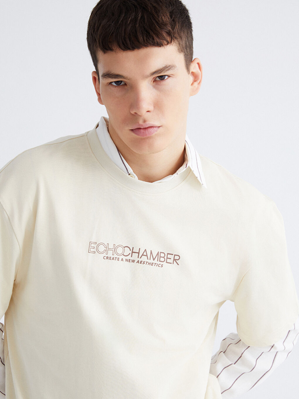 تيشيرت رجالي ياقة دائرية مطبوع جيرسي