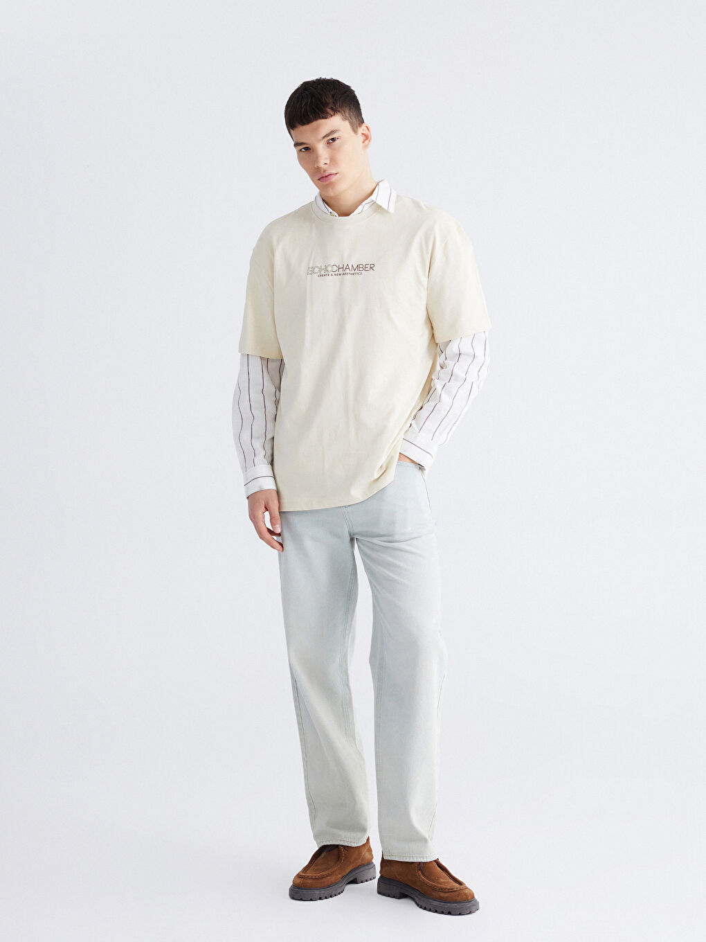 تيشيرت رجالي ياقة دائرية مطبوع جيرسي-1