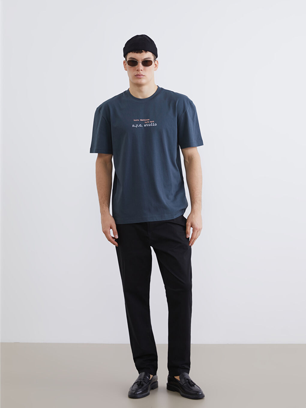 تيشيرت رجالي ياقة دائرية مطبوع جيرسي-1