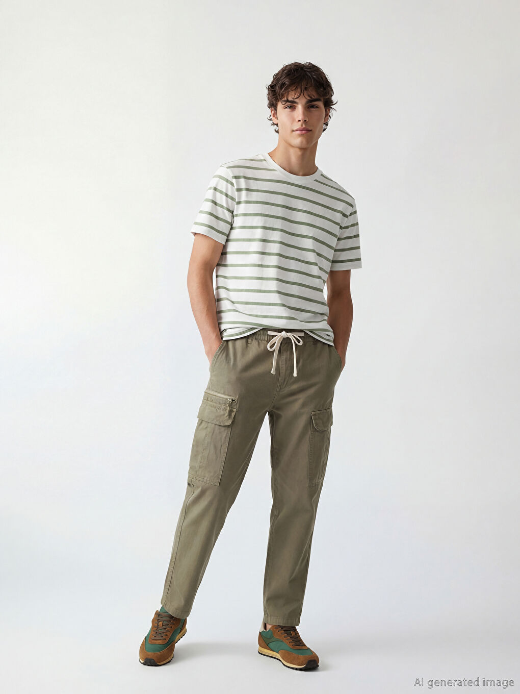 تي شيرت رجالي مخطط بياقة دائرية-1