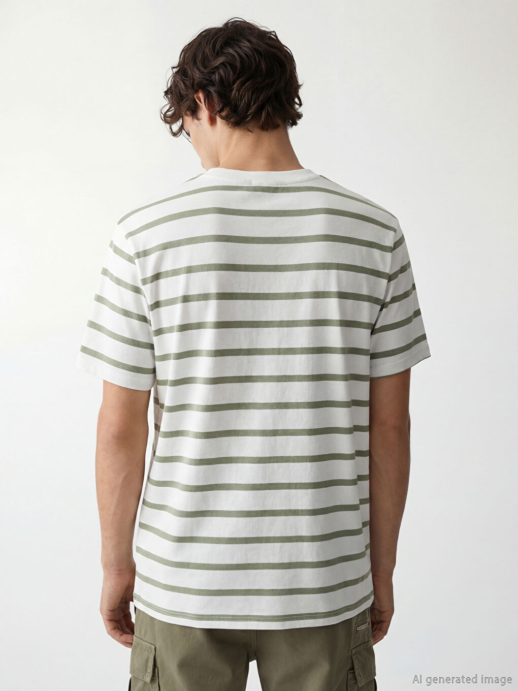 تي شيرت رجالي مخطط بياقة دائرية-3