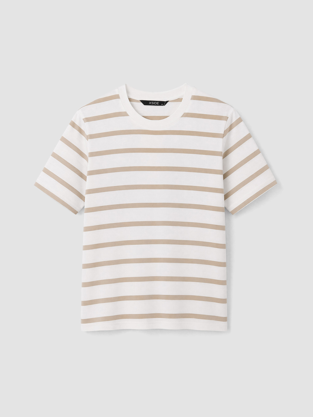 Tricou Vărgat Basic Cu Guler Rotund Pentru Bărbați-4