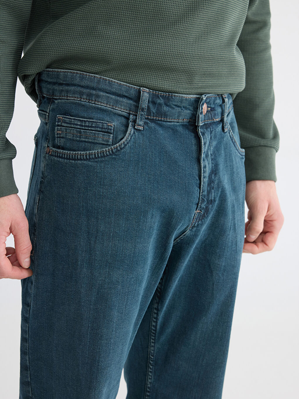 Yeşil 790 Rahat Kalıp Erkek Jean Pantolon-2