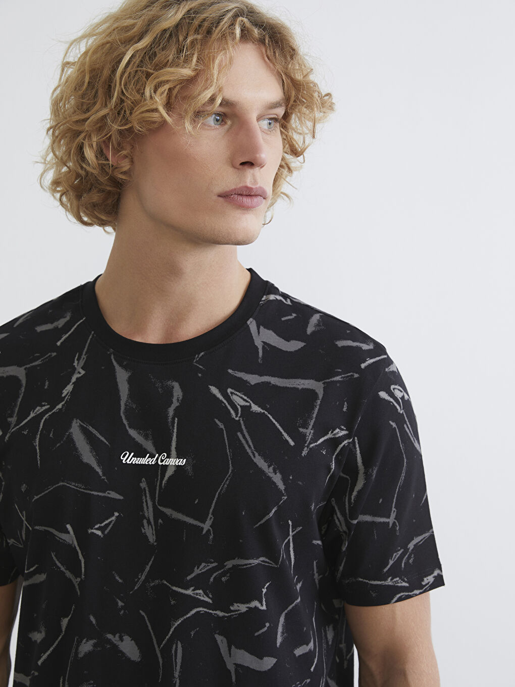 Crew Neck Patterned 100% Cotton Men's T-Shirt