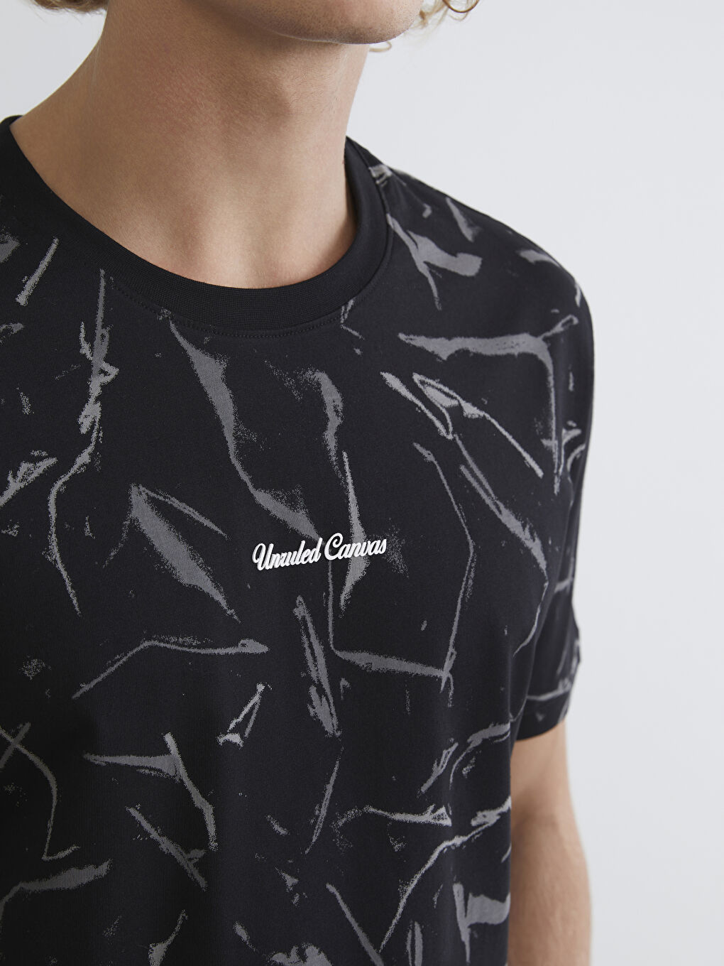 Crew Neck Patterned 100% Cotton Men's T-Shirt-2