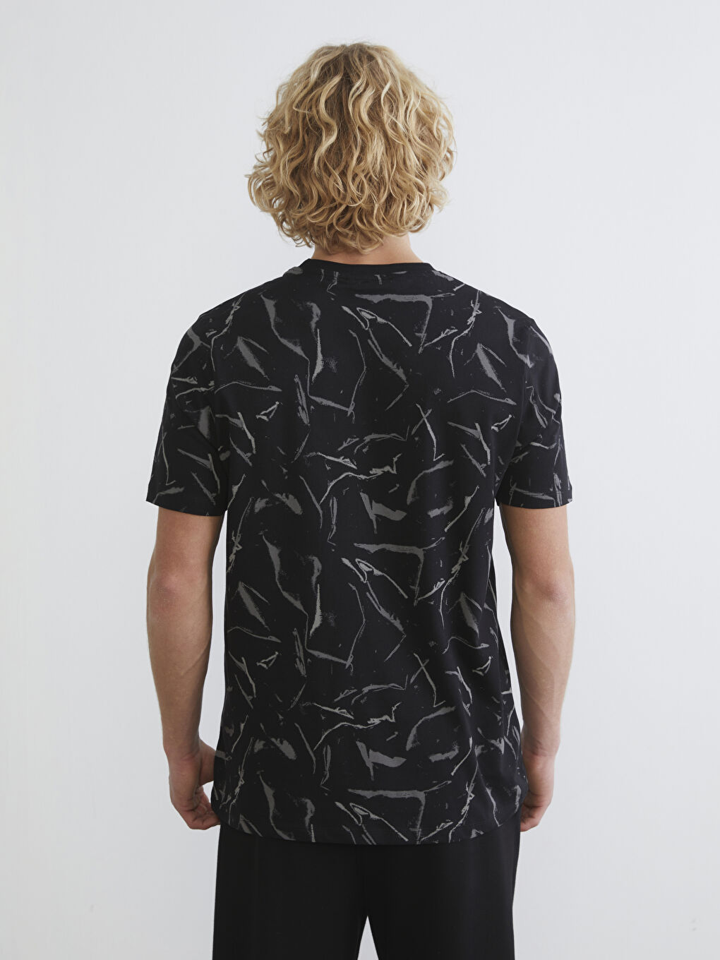 Crew Neck Patterned 100% Cotton Men's T-Shirt-3