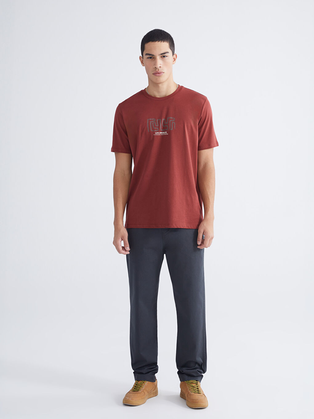 تيشيرت رجالي ياقة دائرية مطبوع جيرسي-1