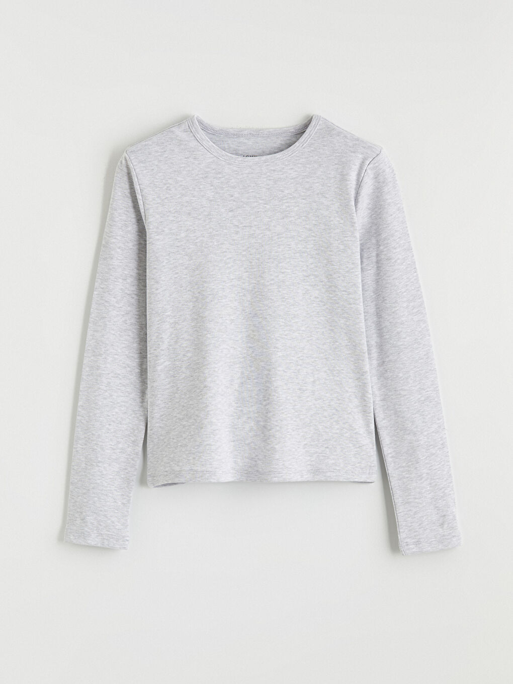 Gri Uzun Kollu Bisiklet Yaka Kız Çocuk Tişört