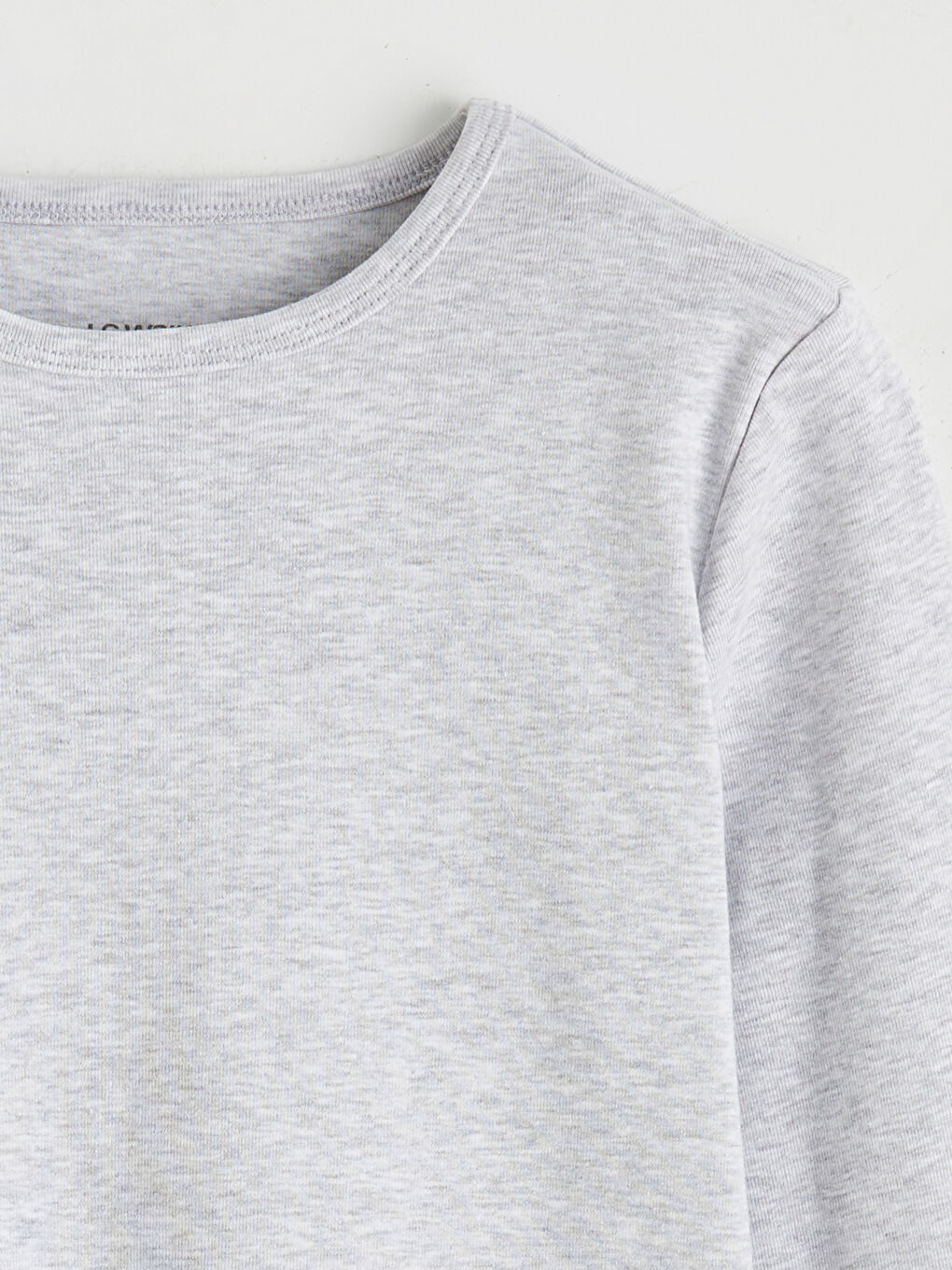 Gri Uzun Kollu Bisiklet Yaka Kız Çocuk Tişört-1