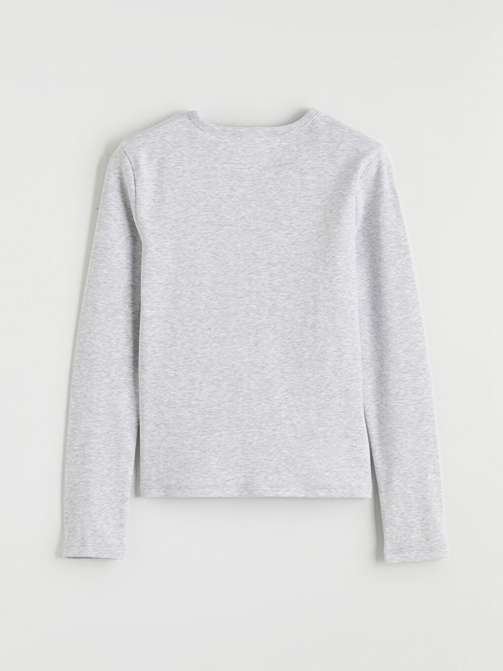 Gri Uzun Kollu Bisiklet Yaka Kız Çocuk Tişört-2