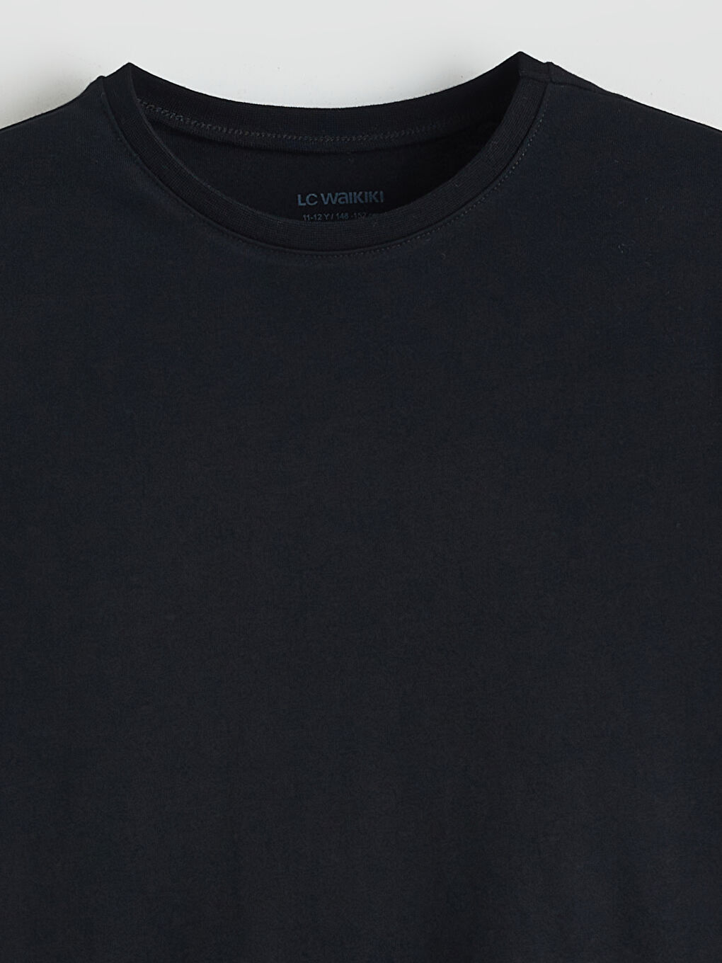 Siyah Bisiklet Yaka Basic Kız Çocuk Tişört-1