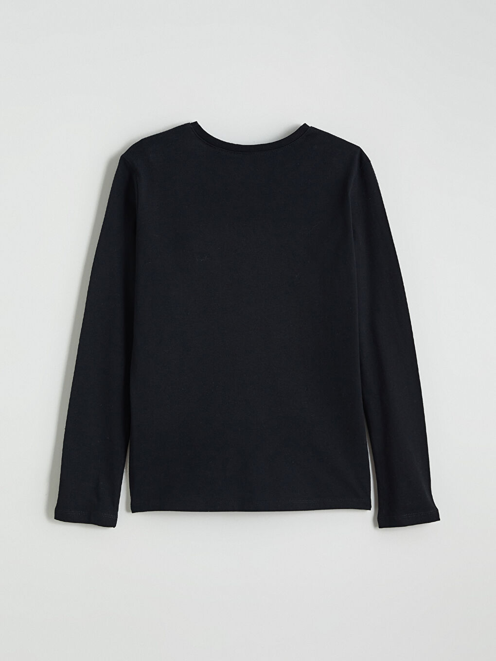 Siyah Bisiklet Yaka Basic Kız Çocuk Tişört-2