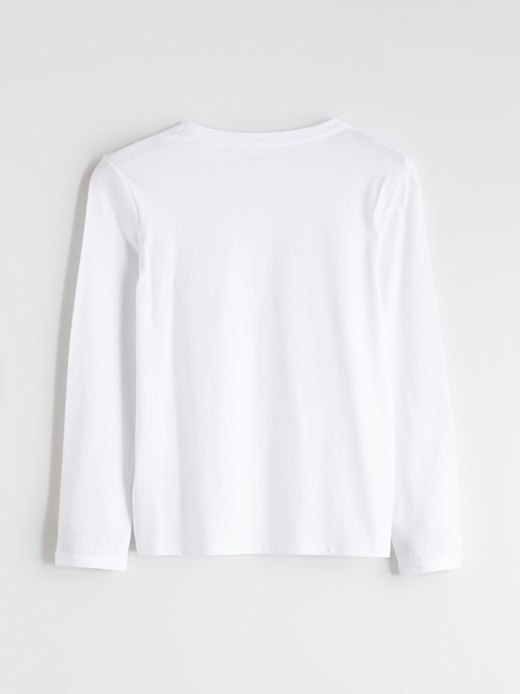 Beyaz Bisiklet Yaka Basic Kız Çocuk Tişört-2