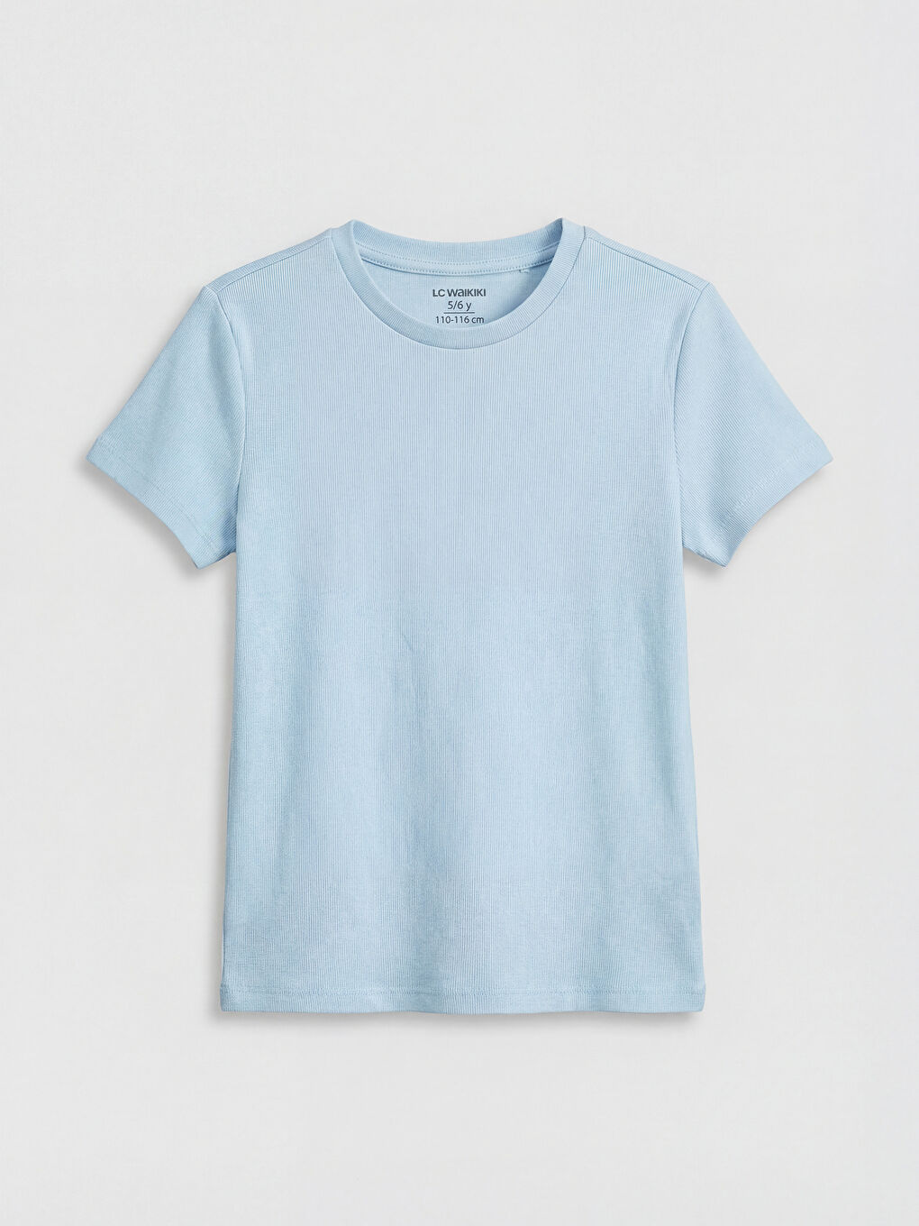 Mavi Kız Çocuk Bisiklet Yaka Fitilli Tişört