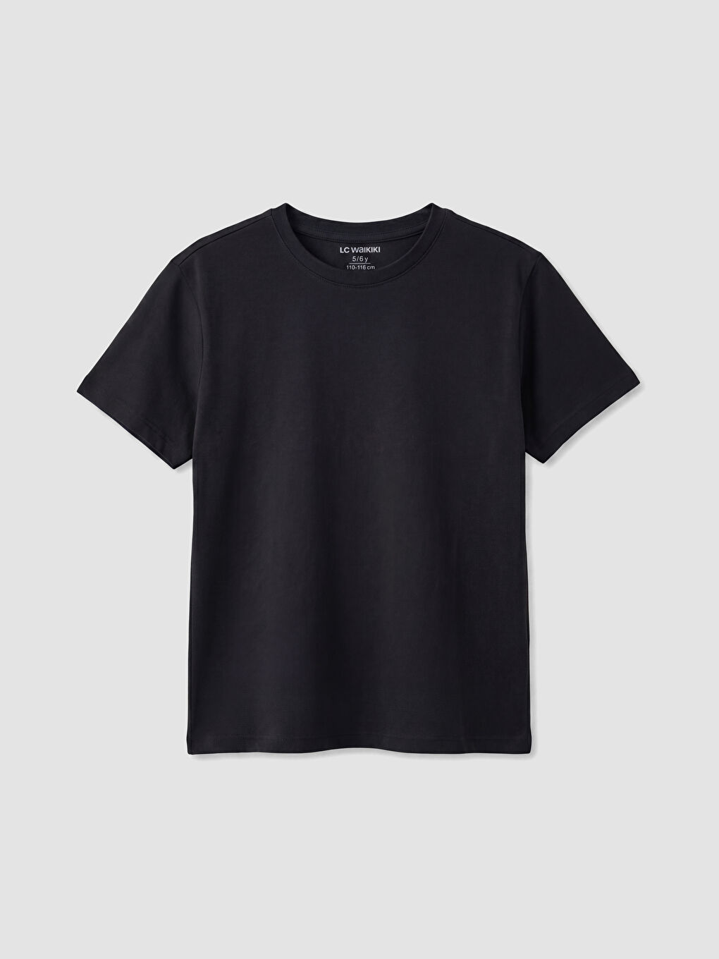 Siyah Kız Çocuk Bisiklet Yaka Fitilli Tişört-1