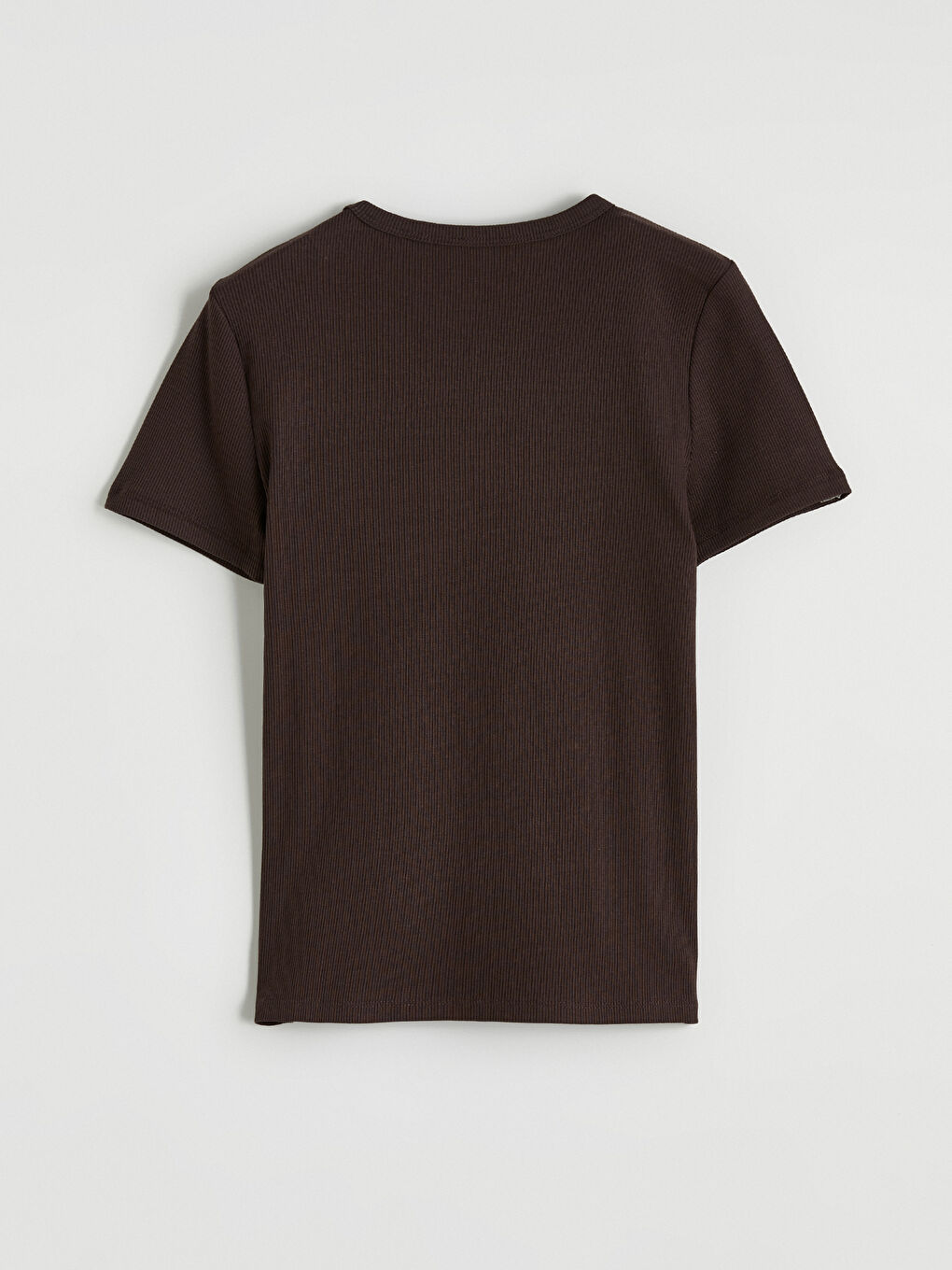 Kahverengi Kız Çocuk Bisiklet Yaka Kısa Kollu Tişört-2