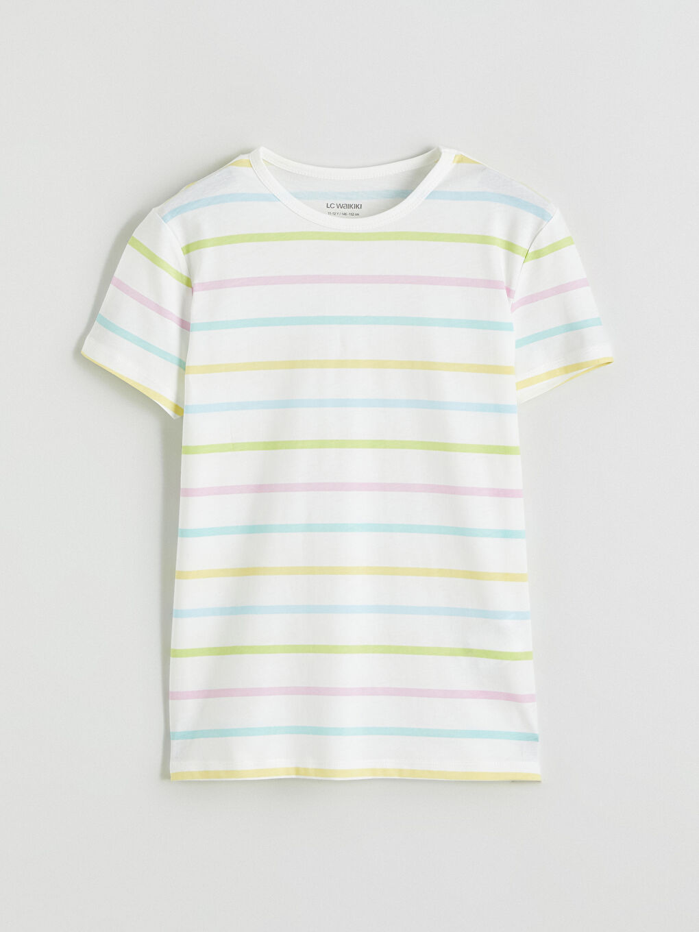 Karışık Bisiklet Yaka Çizgili Kız Çocuk Tişört