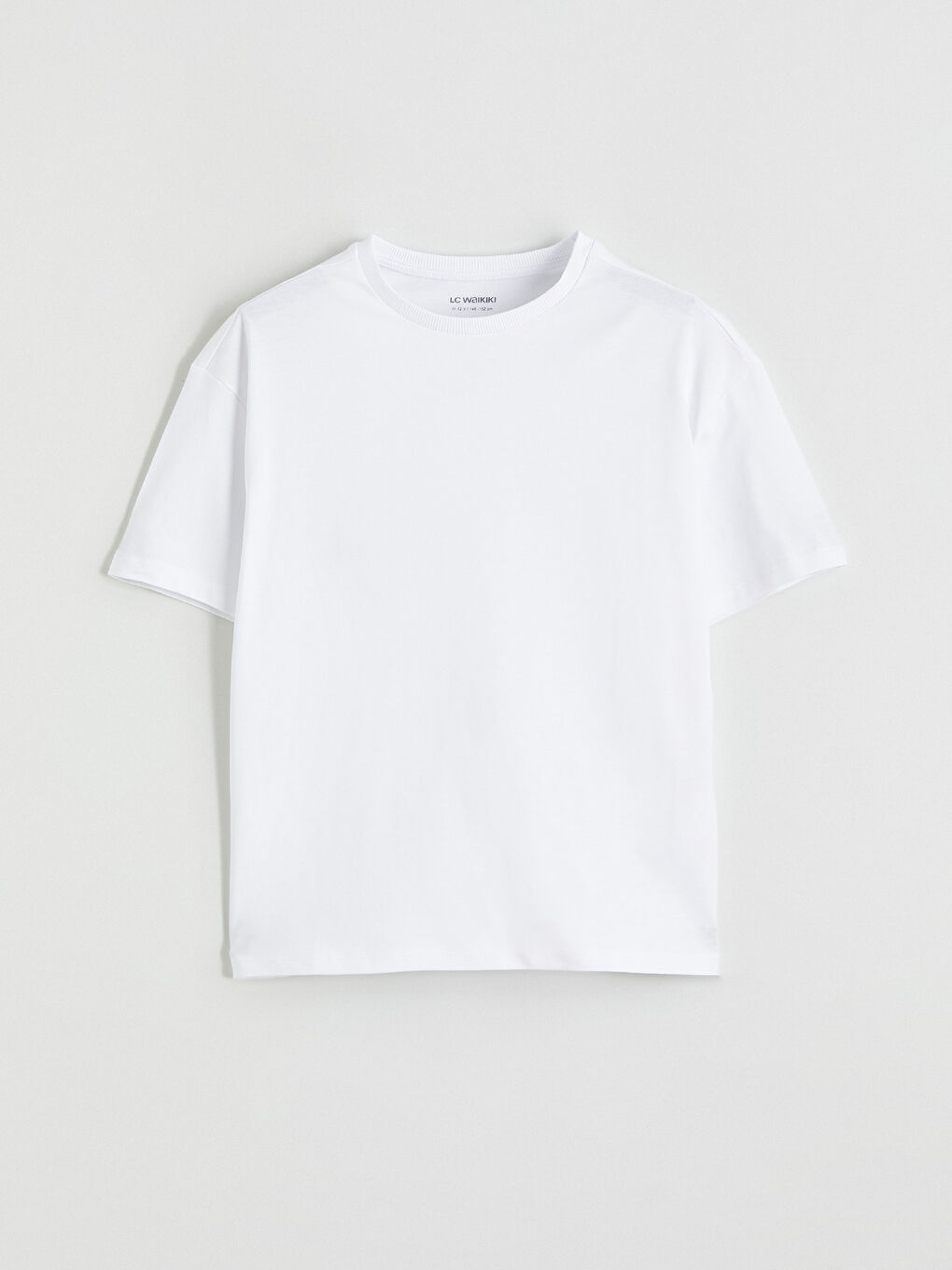 Beyaz Bisiklet Yaka Basic Kız Çocuk Tişört