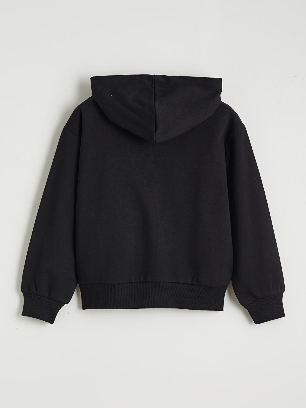 Siyah Kapüşonlu Kız Çocuk Fermuarlı Sweatshirt-1