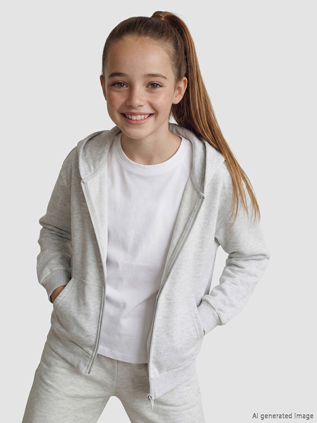 Hooded Girls' Zip-Up Sweatshirt-1