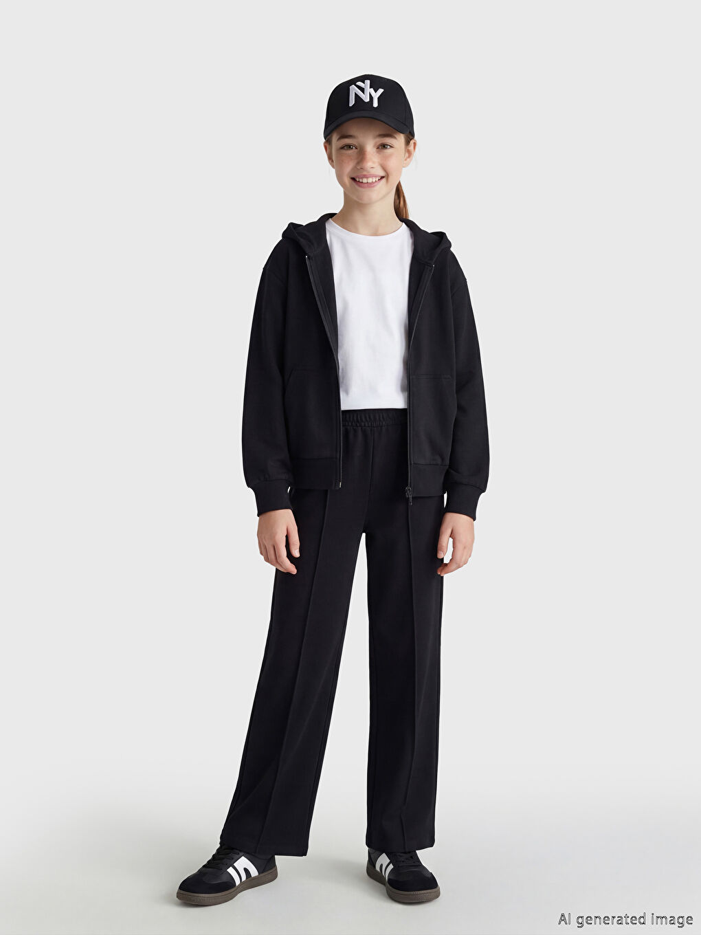 Siyah Beli Lastikli Kız Çocuk Eşofman Altı