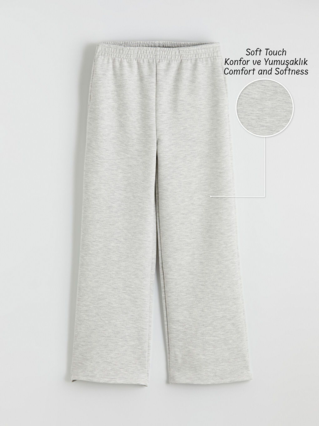 Gri Geniş Paça Kız Çocuk Soft Touch Eşofman Altı
